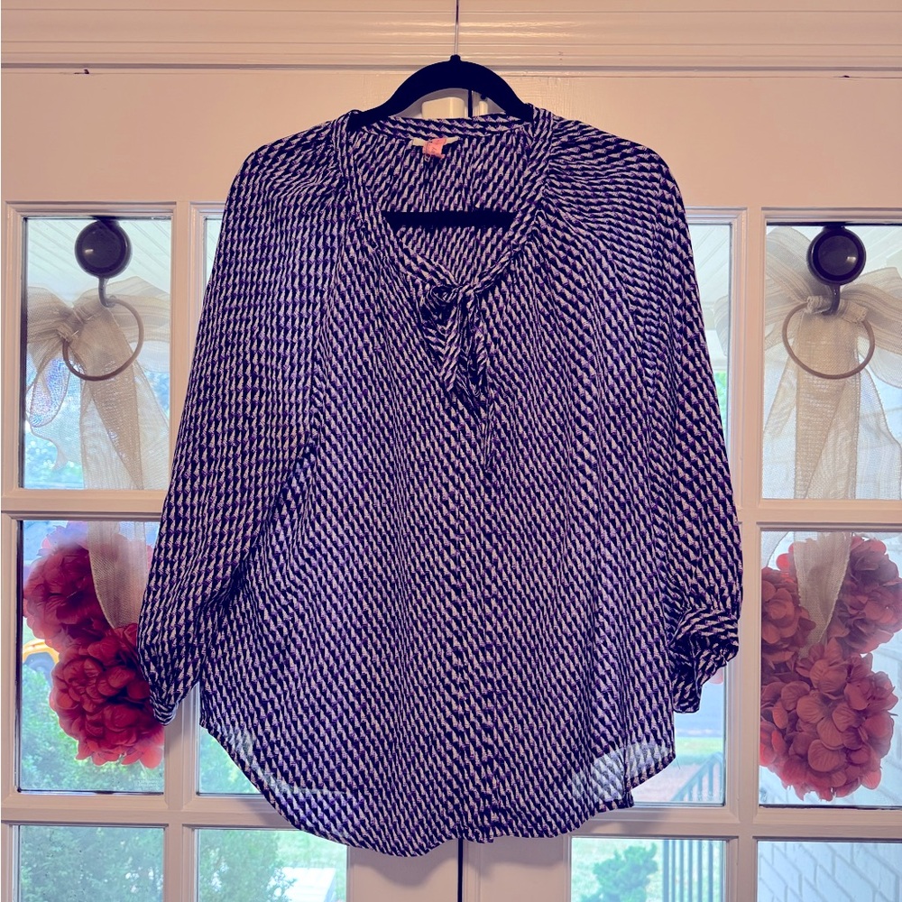 Joie Tie-Neck Blouse Womens‎ Top Puff Long Sleeve